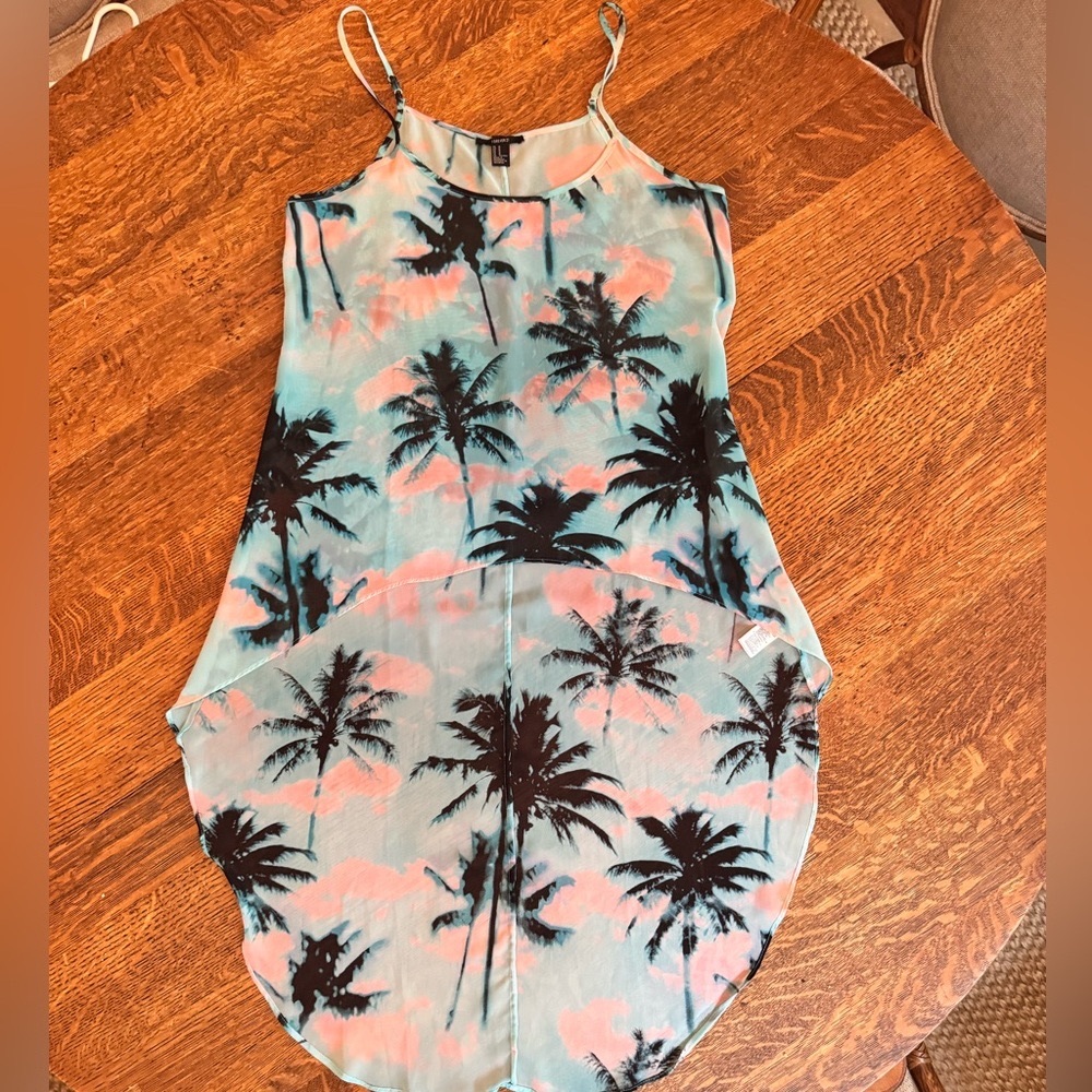 Forever 21 Tropical Print Tank Top - Blue and Pink